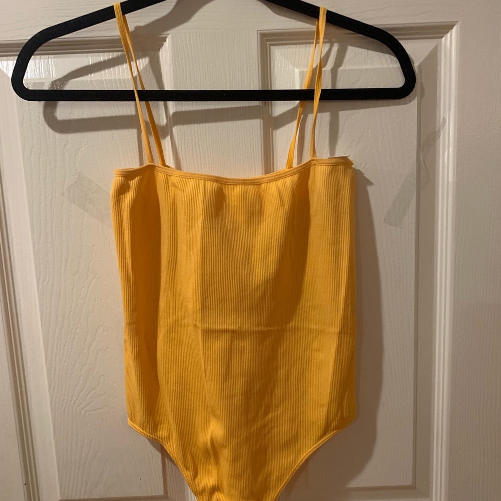 Yellow Square Neck Bodysuit